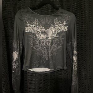 Black and white heart long sleeve shirt